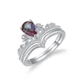 Elegantes Vintage-Alexandrit-Kronenring-Set aus 925er Sterlingsilber für Damen - US 8 / Silber