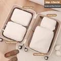 4-piece beige travel packing cube set for suitcase organization and clothes storage - Four-Piece Set / Beige