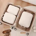 Beige 3-piece travel packing cube organizer set for suitcase luggage clothes storage - Three-Piece Set / Beige