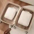 Set of 2 beige travel packing cubes for luggage organization and garment storage - Two-Piece Set / Beige