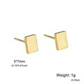 Minimalist matte gold stainless steel rectangular stud earrings, 5x7mm small geometric jewelry - Rectangle / Gold