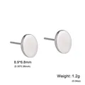Minimalist polished silver oval stainless steel stud earrings with precise dimensions - Oval / Steel