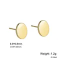 Minimalist golden oval stainless steel stud earrings with 8.9x6.8mm size and 1.2g weight - Oval / Gold