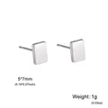 Minimalist silver rectangular stainless steel stud earrings for women, 5x7mm size - Rectangle / Steel