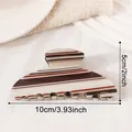 Large 10cm striped brown hair claw clip with iridescent pearlescent finish - White Coffee
