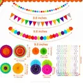 33-piece colorful Mexican fiesta party decoration set with detailed size measurements - Custom Set / 33pcs Set / Colorful