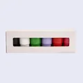 Set of six colorful 3oz stainless steel mini shot glasses presented in a windowed gift box - Group 3 / Set of 6 / Multicolor
