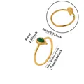 Gold-plated titanium steel open ring with green teardrop stone size details - Green Artificial Stone (Teardrop Shape)