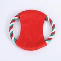 Juguete para masticar navideño para perro de tela Oxford roja y cuerda de algodón trenzada - Disco volador / 18cm