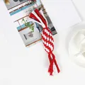 Juguete para perros de cuerda de algodón trenzado rojo y blanco con borlas, ideal para Navidad. - Caramelo Rojo y Blanco / 22cm