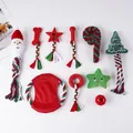 Set completo de juguetes navideños para perros con cuerdas de algodón y figuras de felpa - Juego de 10 Piezas Estilo de Navidad