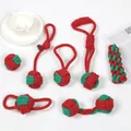 Set de juguetes de cuerda para perros de Navidad rojos y verdes para masticadores - Juego de 7 Piezas Rojo y Verde
