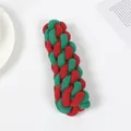 Masticable de cuerda de algodón trenzado rojo y verde de Navidad para perros duradero - Mazorca de Maíz Roja y Verde / 15x4.5x4.5cm