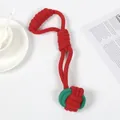 Juguete de cuerda de algodón trenzado rojo y verde para perros, ideal para morder - Nudo de Tracción Rojo y Verde / 30x6x9cm