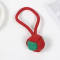 Juguete duradero para masticar perros con nudo de cuerda de algodón rojo y verde - Pelota de una oreja / 18x6x6cm