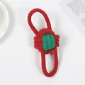 Juguete de cuerda de algodón rojo y verde para perros, tema navideño, ideal para masticar - Pelota de Dos Orejas Roja y Verde / 17x6x6cm