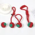 Juguetes para masticar perros con nudos de cuerda de algodón rojo y verde de Navidad - Juego de 4 Piezas Rojo y Verde