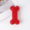 Juguete duradero de caucho rojo en forma de hueso con púas para la dentición canina - Hueso de TPR Rojo / 11cm