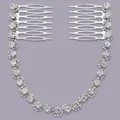 Elegant silver-toned bridal hair comb set with sparkling rhinestone chain for wedding hair - Versatile Style (HS-J5897S) / Silver
