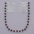 Bridal hair comb with maroon rhinestones and clear crystals for wedding dress styling - Versatile Style (HS-J5897SP)