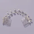 Elegant silver leaf bridal hair comb with marquise crystals for wedding hair styling - Niche Exquisite Style (HS-J6492S)