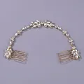 Elegant bridal gold hair comb with marquise cut rhinestones on a lavender background - Photo Shot Style (HS-J4549G)