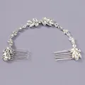 Elegant silver bridal hair comb with shimmering crystals for wedding hairstyles - Dating Outing Style (HS-J4549S)