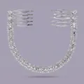 Elegant silver-tone bridal rhinestone hair comb headpiece on lavender background. - Simple High-End Style (HS-J6589S)