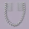 Bridal silver rhinestone hair comb headpiece with crystals for wedding hairstyles - Fresh Sweet Style (HS-J6670S)