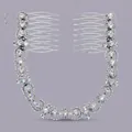 Elegant silver bridal hair comb with sparkling rhinestones for wedding updo styling - Elegant Luxury Style (HS-J6673S)