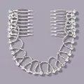 Elegant bridal silver-tone hair comb with interlocking rhinestone circles for wedding hairstyles. - Party Versatile Style (HS-J6676S)