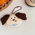Schattige pluche honden sleutelhanger met grote bruine oren en strik - Hond met Grote Oren Pluche