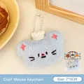 Süßer hellblauer Plüsch-Hamster Schlüsselanhänger mit kleiner Kochmütze, Dekoration, 7x5cm - Koch Maus Plüsch Anhänger Doppelte Verwendung
