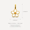 Elegant white enamel flower pendant crafted in copper with gold plating 11.7mm by 9.8mm - Pendant Only (Without Chain)