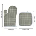 Set guanto da forno e presina in cotone a quadretti resistente al calore misure 26cm x 17cm - Piccola Griglia Caffè Chiaro