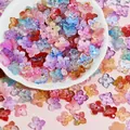 Colorful 10mm iridescent glass four-petal flower beads for DIY jewelry making and crafts - Random Mixed Color (L940)