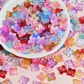 Bunte 10mm schimmernde Glasblütenperlen für DIY-Schmuckherstellung und Bastelarbeiten - Zufällig Gemischte Farben (L940)