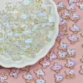 Detail of 10mm iridescent four-petal glass flower beads for jewelry DIY crafts - AB Color (L942)