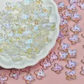 Detail von 10mm irisierenden vierblättrigen Glasblumenperlen für DIY-Schmuck - AB Farbe (L942)