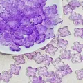 Close-up of 10mm purple translucent four-petal glass beads for DIY jewelry crafts - Transparent Purple (L948)