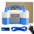 High-power electric balloon pump with dual nozzles and hose accessories in blue and white - 73005 Model (Includes Knotter + Extension Pipe) / Blue & White