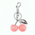 Joli porte-clés cerise rose en résine avec fermoir mousqueton argenté pour sacs - Silver rod - bright pink cherry 32mm