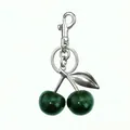 Elegante kersvormige sleutelhanger van groene hars met zilveren metalen ring - 32mm / Zilveren Staaf / Groen