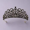 Vintage Baroque Gothic tiara with black rhinestones for party cosplay costume. - Baroque Acanthus Crown (TS-J3191BLK)