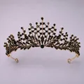 Gothic baroque tiara crown with black rhinestones for vintage costume parties - Vintage Gothic Crown (TS-J2780BLK)