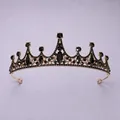Vintage Gothic baroque tiara with black rhinestones for birthday parties and cosplay - Classic Rhinestone Crown (TS-J2936BLK)