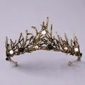 Vintage Gothic baroque branch tiara with black, white, and pink pearls for parties. - Branch and Pearl Crown (TS-J2835AG)