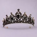 Elegant vintage Baroque black gothic crown tiara with crystals for parties and weddings - Dark Pentagram Crown (TS-J2720B)
