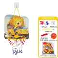 Canasta de baloncesto infantil león con pelota y kit de inflador manual - Bolsa OPP - León de Coche (Tablero de Baloncesto Plegable de Cartón)