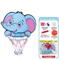 Kids indoor hanging basketball hoop set with cute blue elephant board and ball - OPP Bag - Elephant (Hanging Foldable Cardboard Board)